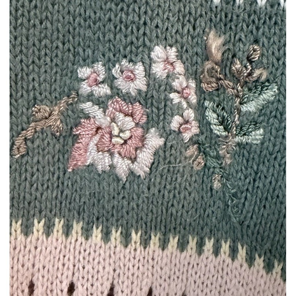 Vintage Classic Elements Cottagecore Floral Knit Cardigan Sweater XL Grannycore - Picture 5 of 5